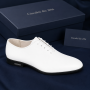 Pantofi Oxford bărbați albi din piele naturală cu talpă neagră GKR71A